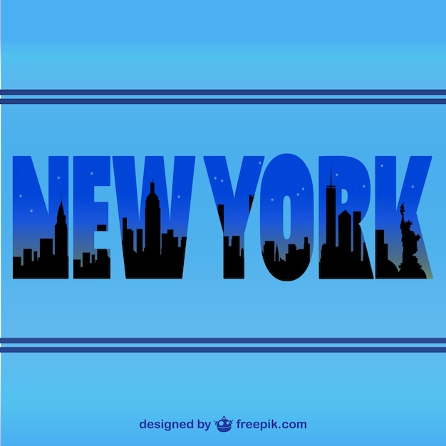 Kostenloser Vektor skyline von new york vektor silhouette typografischen