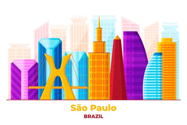 Skyline von Sao Paulo in lebendigen Farben