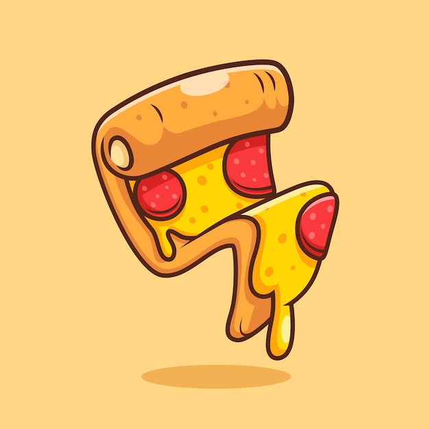 Kostenloser Vektor slice pizza geschmolzenes cartoon-vektor-symbol illustration lebensmittel-objekt-symbon isolierter flacher vektor