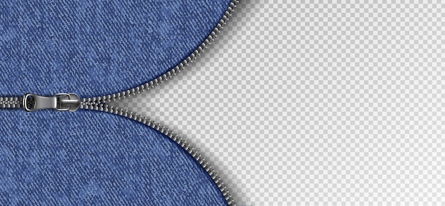 Slider-reißverschluss mit jeans-textur.