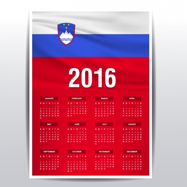 Kostenloser Vektor slowenien-kalender 2016