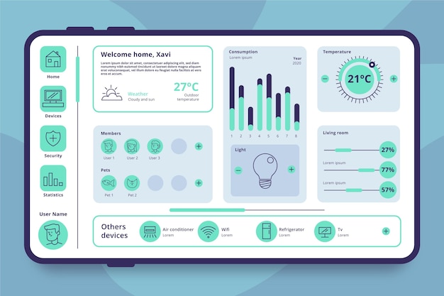 Kostenloser Vektor smart home management-anwendung