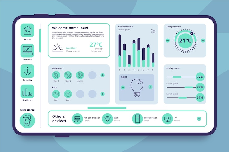 Kostenlose Vektor smart home management-anwendung