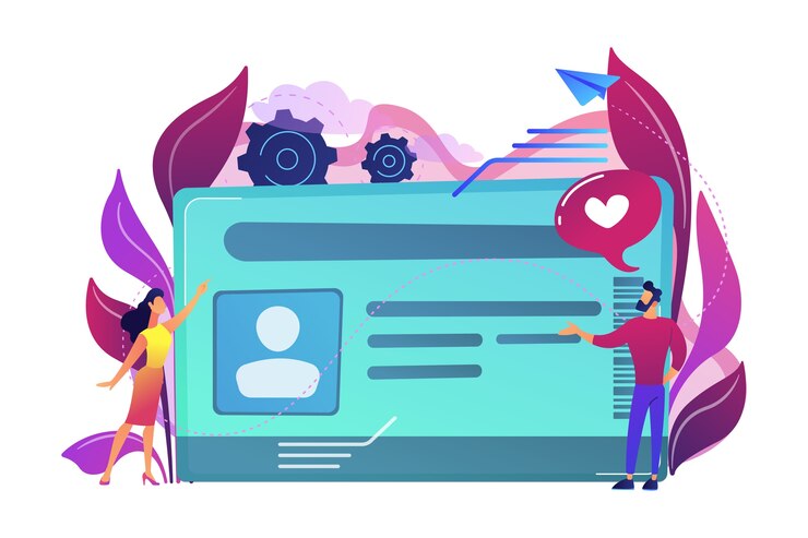 Kostenlose Vektor smart id-karte mit foto und benutzerillustration