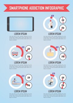 Smartphone und internet-sucht infografiken
