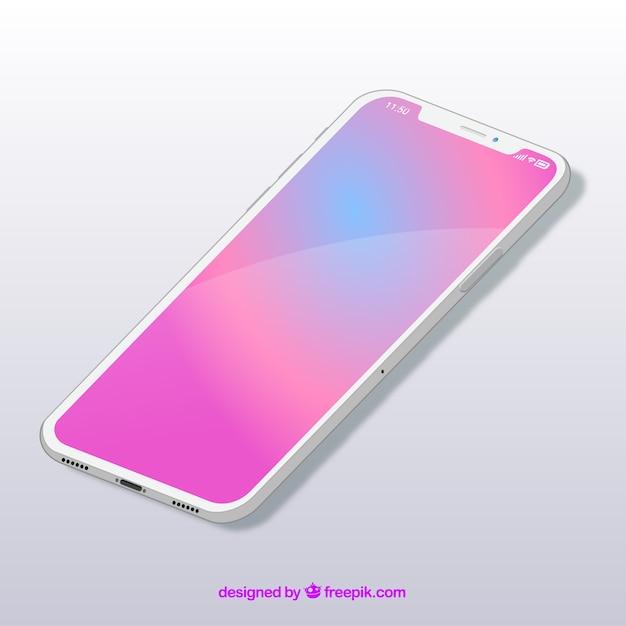 Kostenloser Vektor smartphone with gradient wallpaper