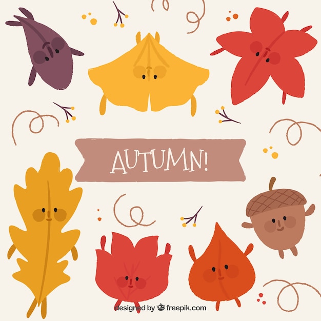 Smiley herbst blätter mit flachen design