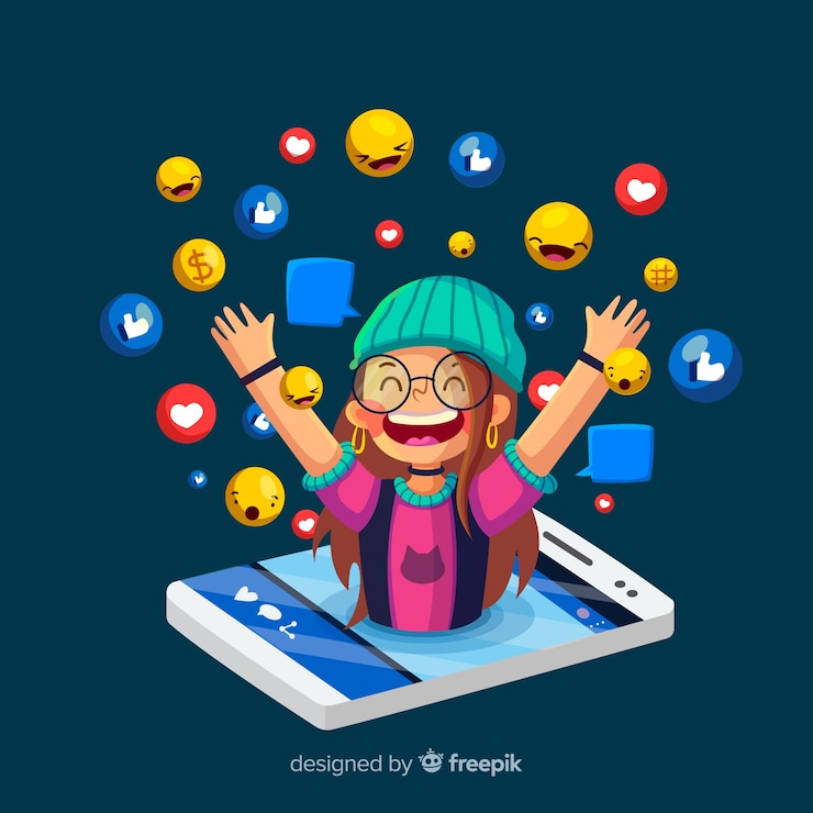 Kostenlose Vektor social influencer konzept