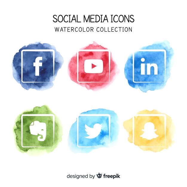 Social Media-Aquarell-Icons