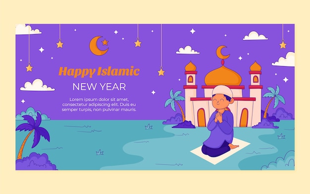 Kostenloser Vektor social-media-beitragsvorlage für die islamische neujahrsfeier