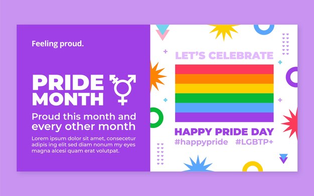 Social-Media-Beitragsvorlage für flachen Pride-Monat
