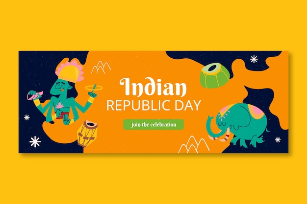 Social-Media-Cover-Vorlage für den Tag der Republik Indien