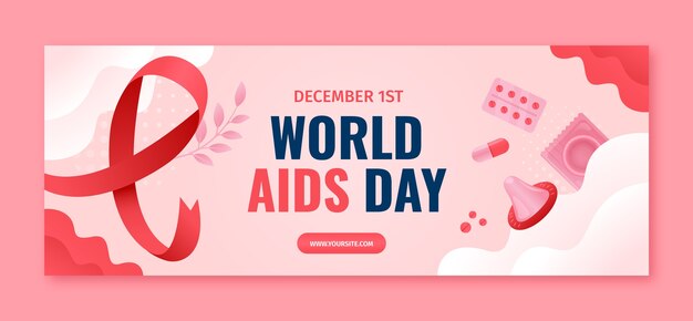 Social-Media-Cover-Vorlage für den Welt-Aids-Tag mit Farbverlauf
