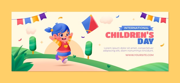 Social-Media-Cover-Vorlage für die Feier zum internationalen Kindertag