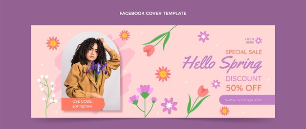 Social-Media-Cover-Vorlage mit flachen Federn