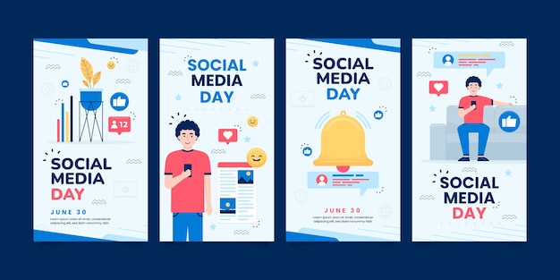 Social Media Day Flat ig Story Set