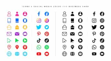 Kostenloser Vektor social media logos und icons eingestellt