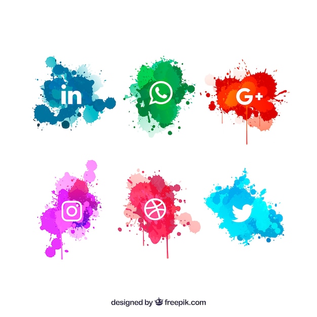 Social media-logosammlung in der aquarellart