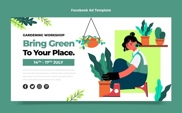 Social-Media-Promo-Vorlage für flache Gartenarbeit