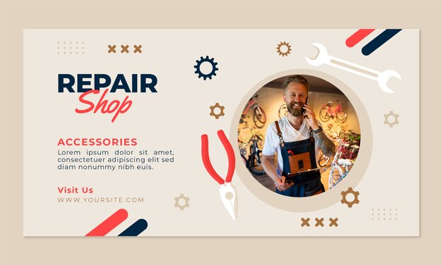 Social-Media-Promo-Vorlage für flache Reparaturwerkstätten