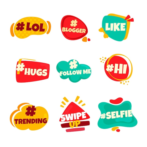 Social media slang bubbles pack