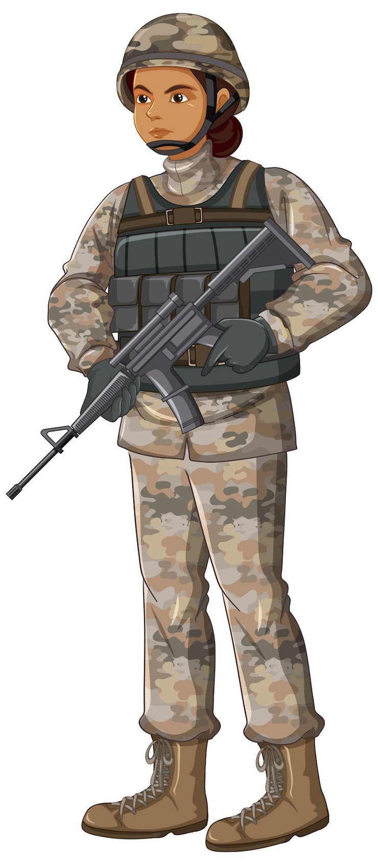 Kostenlose Vektor soldat in einheitlicher zeichentrickfigur