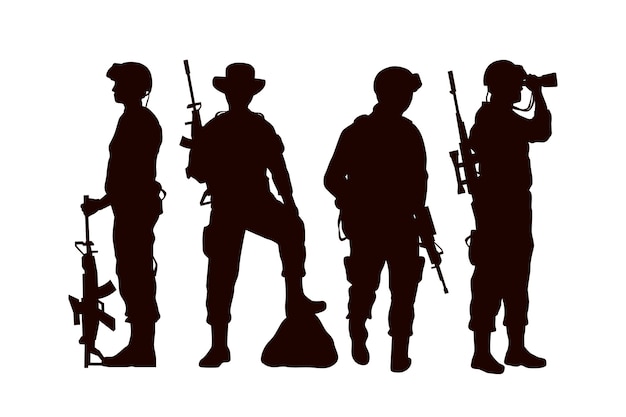 Kostenloser Vektor soldat-silhouette im flachen design