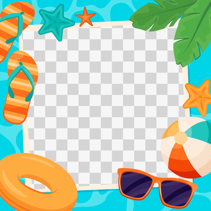 Kostenlose Vektor sommer-facebook-rahmen mit flachem design