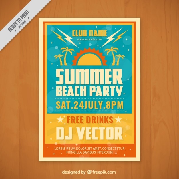 Kostenloser Vektor sommer-party-plakat