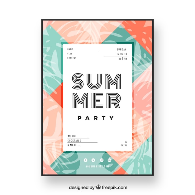 Kostenloser Vektor sommer-party-poster