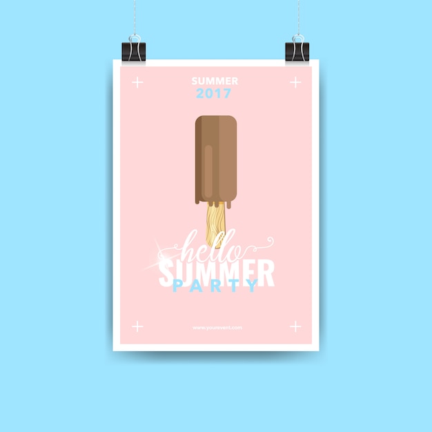 Sommer-poster auf blauem hintergrund