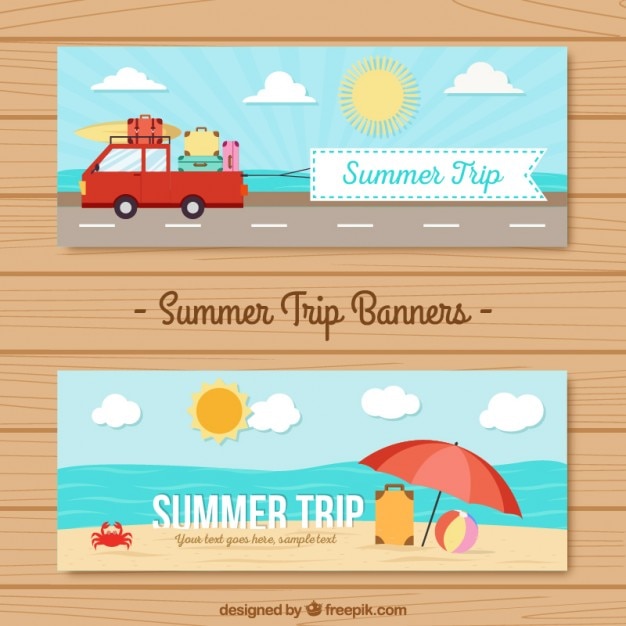 Sommer-reise-banner in flaches design