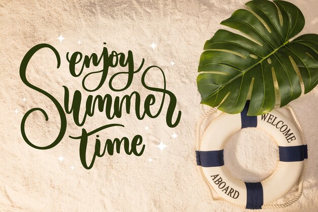 Sommerbeschriftung mit Bild von Sand