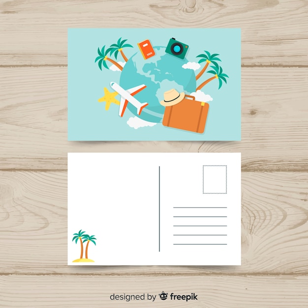 Kostenloser Vektor sommerferien-postkarte