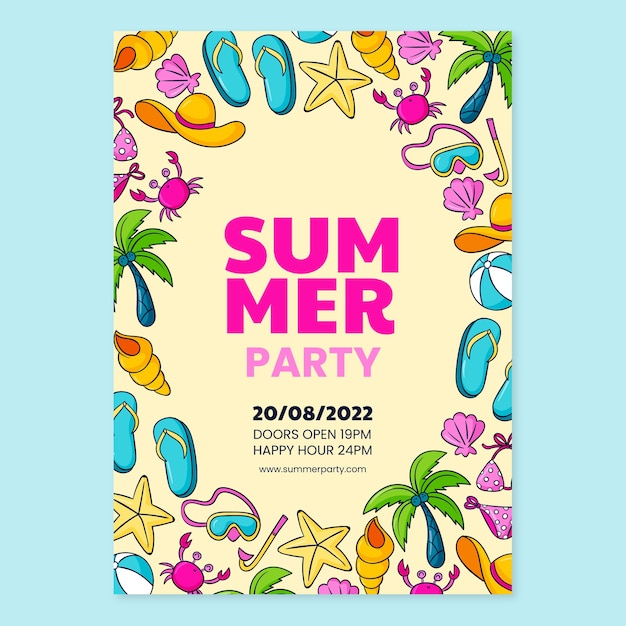 Kostenloser Vektor sommerfest plakat vorlage