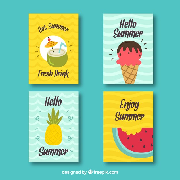 Sommerkarte mit Eis und Früchten