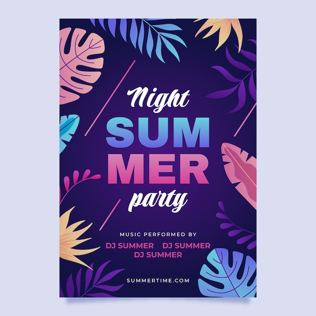 Sommernachtsparty-poster mit farbverlauf