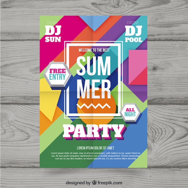 Kostenloser Vektor sommerplakat mit geometrischem stil