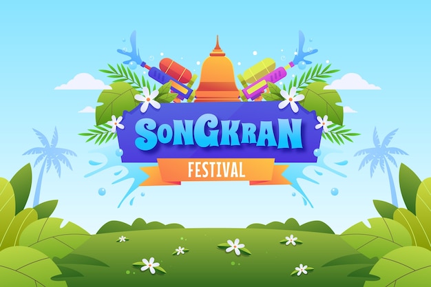 Songkran-hintergrund mit farbverlauf