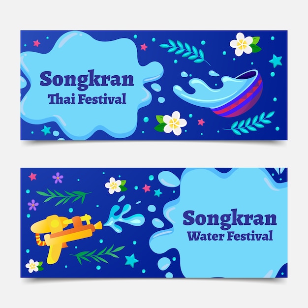 Songkran horizontale Banner mit Farbverlauf gesetzt