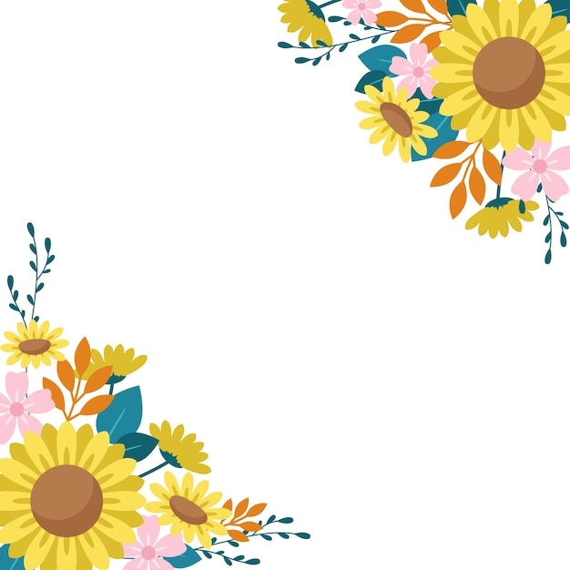 Sonnenblumenrand-Set im flachen Design