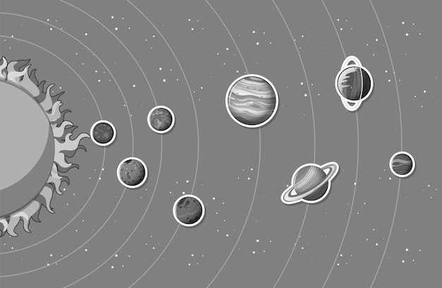 Kostenloser Vektor sonnensystem mit planeten