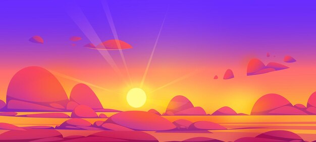 Sonnenunterganghimmel über Wolken mit Sonnenstrahlen