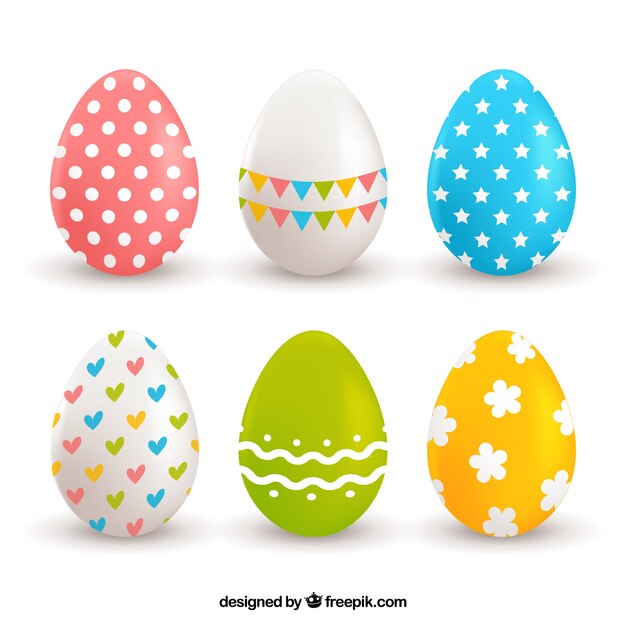 Sortiment von sechs realistische Eier für Ostern Tag