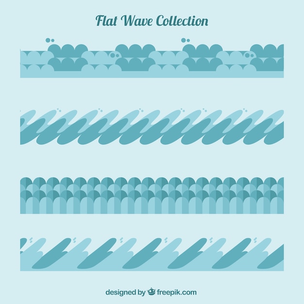 Kostenloser Vektor sortiment von wellen in flachen stil