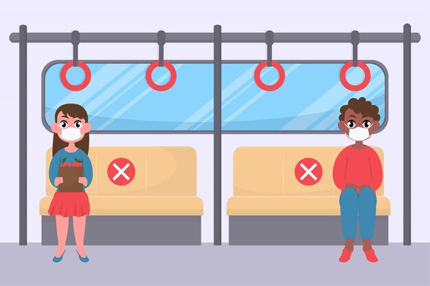 Soziale Distanz zwischen Fahrgästen im Verkehr