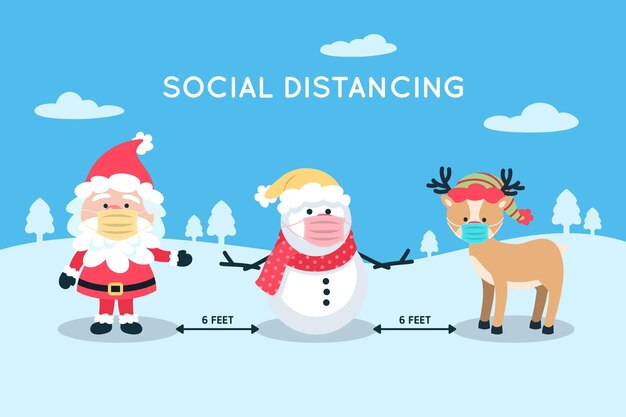 Soziale Distanzierung mit Weihnachtsfiguren