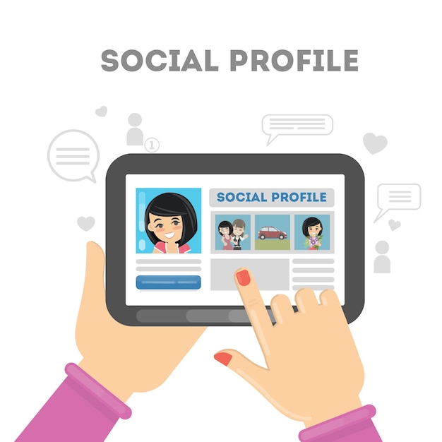 Kostenloser Vektor soziales profil in mediennetzwerken profilbild mit persönlichen informationen