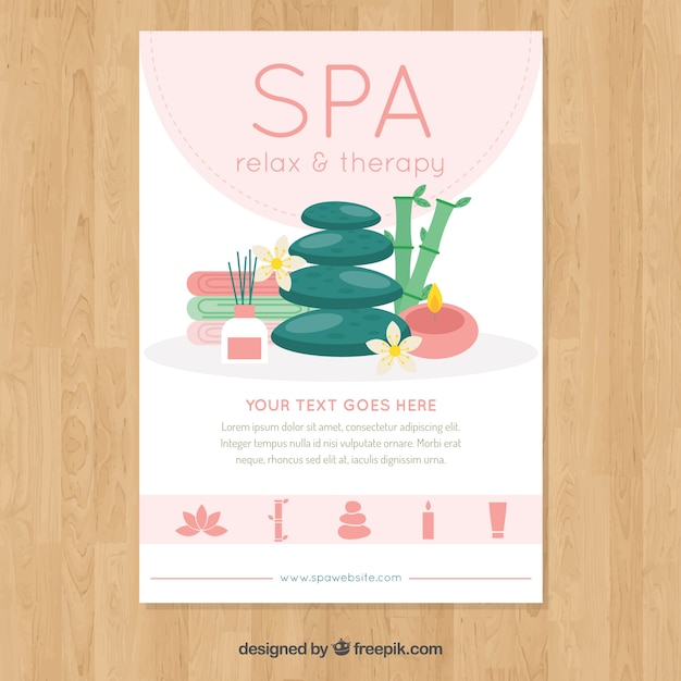 Kostenloser Vektor spa-therapie-poster im flachen design