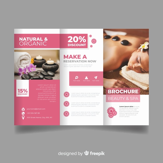 Kostenloser Vektor spa trifold-flyer